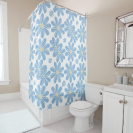 Para Box Padrão Floral Azul - Cortina de Banheiro