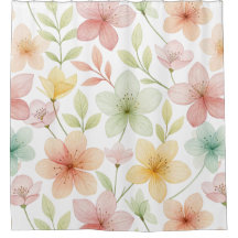 "Pastel Watercolor Floral Chá Cortina - Soft Sp