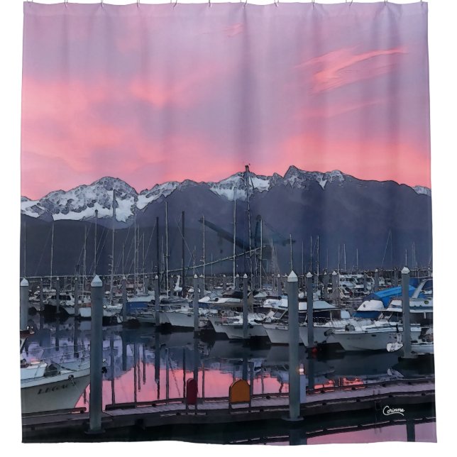 Para Box Porto de Barcos Rosa Sunrise - Cortina Chá (Frente)