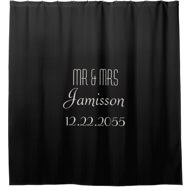Para Box Preto Faux Burlap Chá Cortina MR & MRS. (Frente)