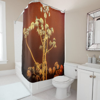 Para Box Silhueta de árvores tropicais na cortina de Chás d