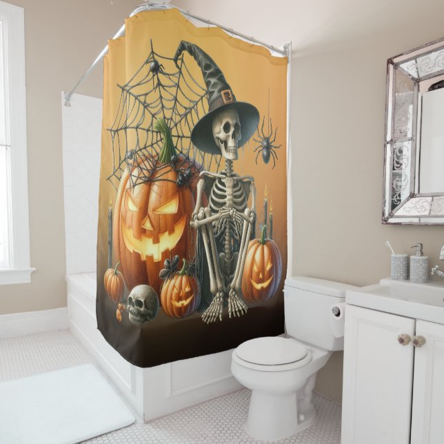 Para Box Skeleton Pumpkins Halloween Cortina (In Situ)