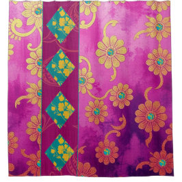 Para Box Turquesa Rosa Oriental Floral - Cortina Chá