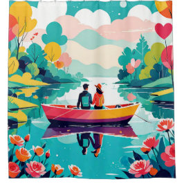 Para Box Um casal num barco num lago - Cortina Chá