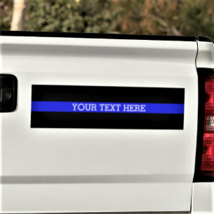 Para Carro A Linha Azul Fino - O Seu Texto Aqui Adesivo