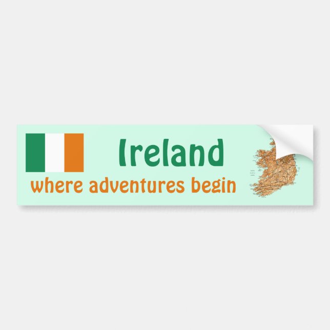 Para Carro Adesivo da Bandeira + Mapa da Irlanda (Frente)