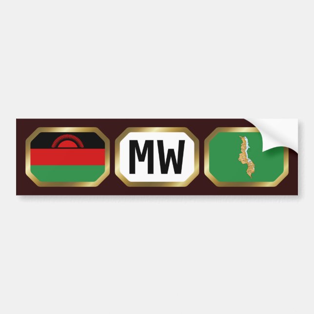 Para Carro Adesivo de código de mapa de sinalizador Malawi (Frente)
