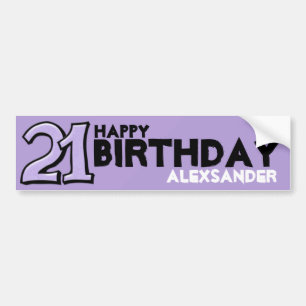 Para Carro Bobo Número 21 lavanda Aniversário Longo Adesivo