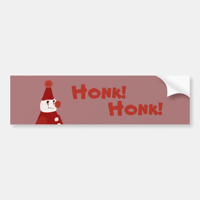 Para Carro Pequeno Palhaço Vermelho "Honk! Honk!" Adesivo de  (Frente)
