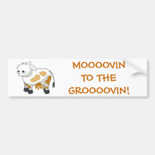 Para Carro Vaca leiteira de cartoon "MOOOVIN!" Adesivo de par