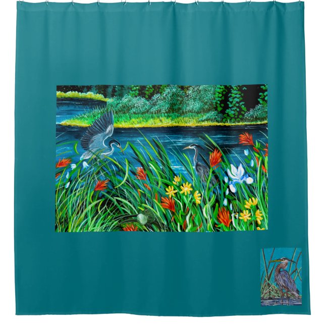 Para Chuveiro Cortina Casal Heron Azul (Frente)