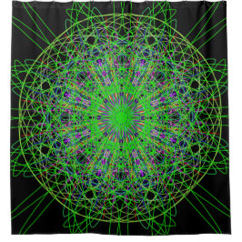 Para Chuveiro Cortina chá, Arte Verde Negra Caleidoscópica