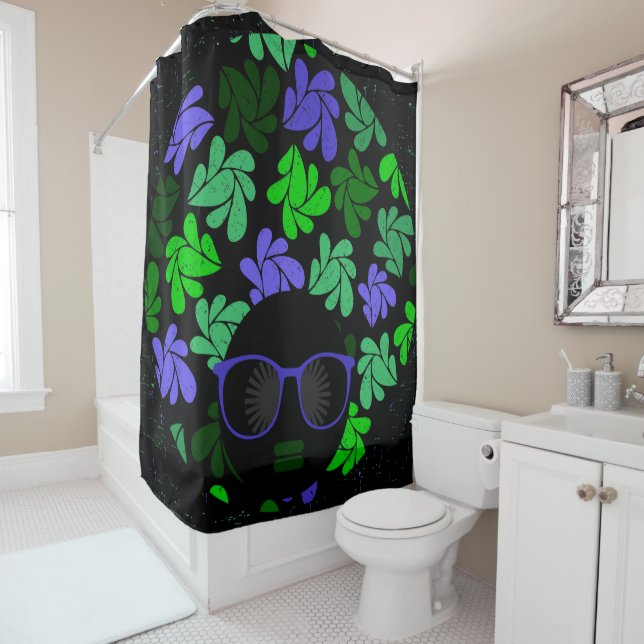 Para Chuveiro Cortina de Banho Afro Diva Verde e Azul (In Situ)