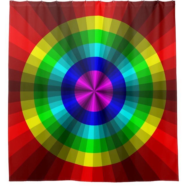 Para Chuveiro Cortina de Banho Chuva de Cores Ilusão Óptica (Frente)