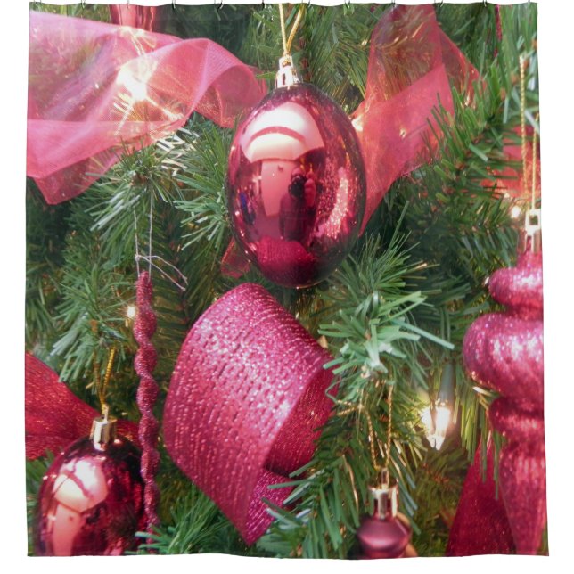 PARA CHUVEIRO CORTINA DE BANHO COM ADORNOS DE NATAL (Frente)