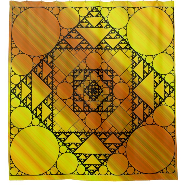Para Chuveiro Cortina de Banho de Geometria Fractal (Frente)