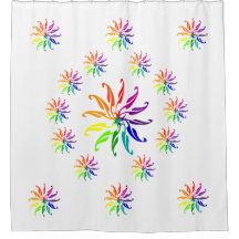 Cortina de Banho - Rodas de Cores Folhas em Círcul