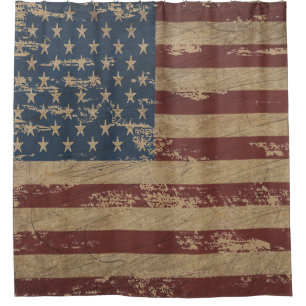 Para Chuveiro Cortina de chá afligida vintage da bandeira dos