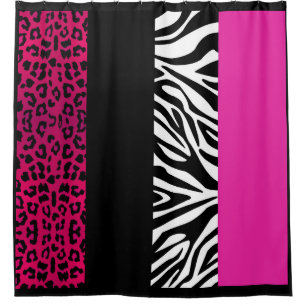 Para Chuveiro Cortina de chá animal da zebra do leopardo do ros