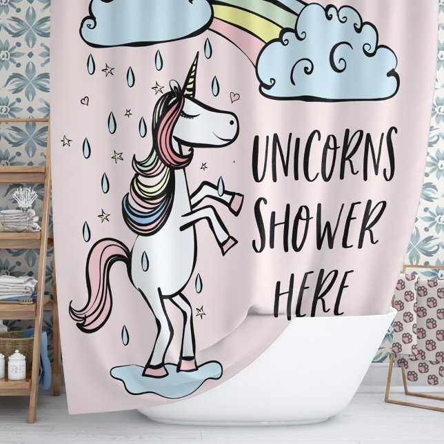 Para Chuveiro Cortina de Chá Aqui do Chá Unicorns (Every dreamer needs to let the people know that you, a.k.a The Magical Unicorn showers here.)
