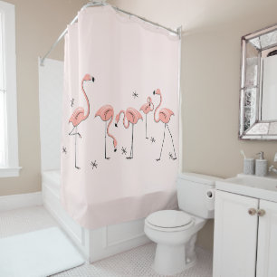 Para Chuveiro Cortina de chá cor-de-rosa do grupo dos flamingos