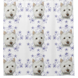 Para Chuveiro Cortina de chá da arte do cão de Westie do Natal