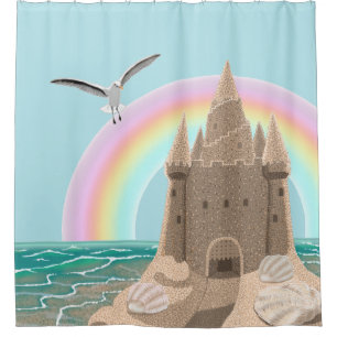 Para Chuveiro Cortina de chá da gaivota do Sandcastle