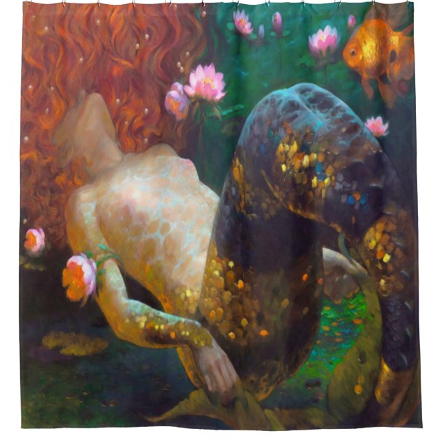 Para Chuveiro Cortina de chá de cabelo vermelha da sereia 2 (Frente)