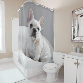 Para Chuveiro Cortina de chá de creme de Frenchie