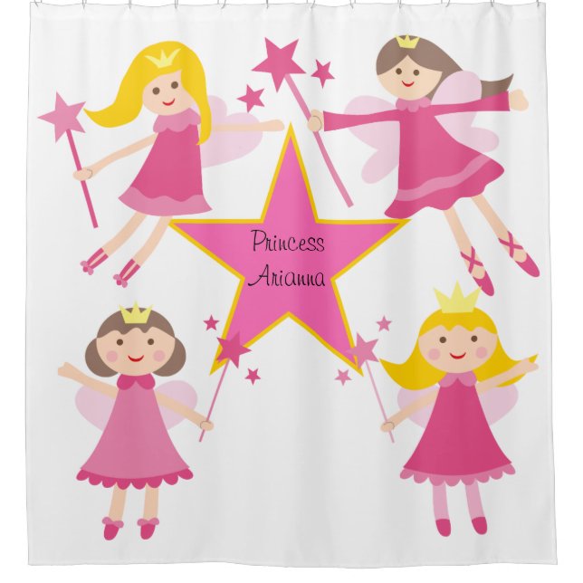 Para Chuveiro Cortina de Chá de Princesas Pequenas Personalizada (Frente)