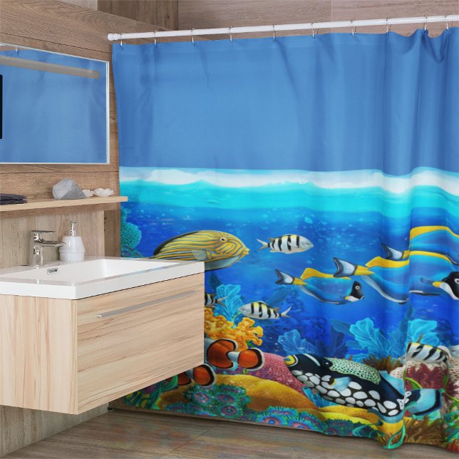 Para Chuveiro Cortina de Chá do mar de peixes tropicais (Tropical fish shower curtain)