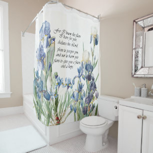 Para Chuveiro Cortina de chá floral da promessa azul das flores