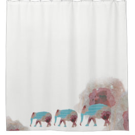 Para Chuveiro Cortina de Chá Floral e Elefante com Chic Chic Úni