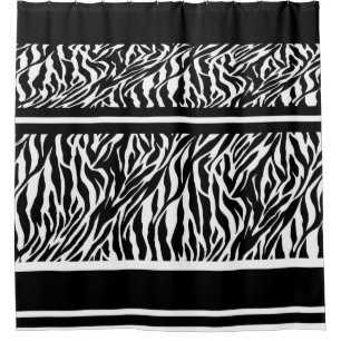 Para Chuveiro Cortina de chá/impressão da zebra preto e branco