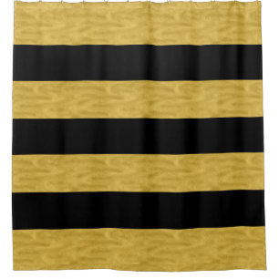 Para Chuveiro Cortina de chá listrada Dourado & preta