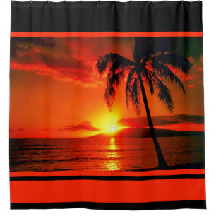 Para Chuveiro Cortina de chá/por do sol tropical