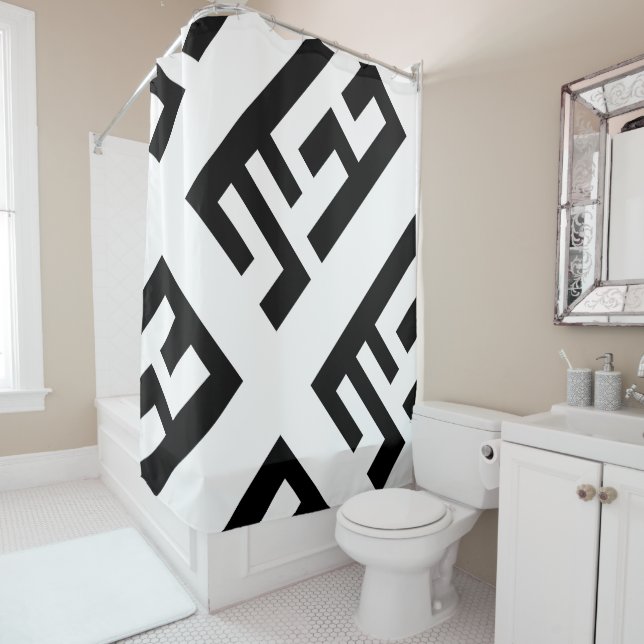 Para Chuveiro Cortina de chá preto e branco moderna 2 (In Situ)
