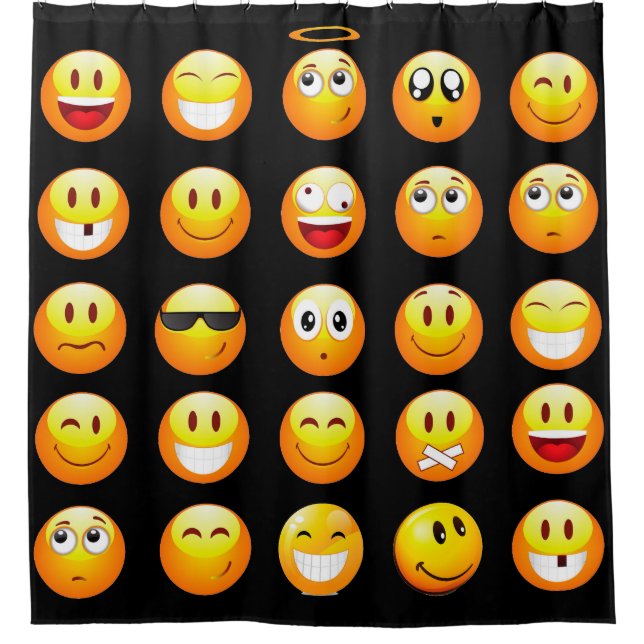 Para Chuveiro cortina de chá preto emojis (Frente)