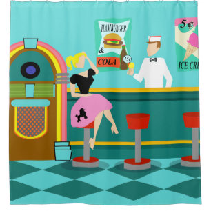 Para Chuveiro Cortina de chá retro da fonte de soda