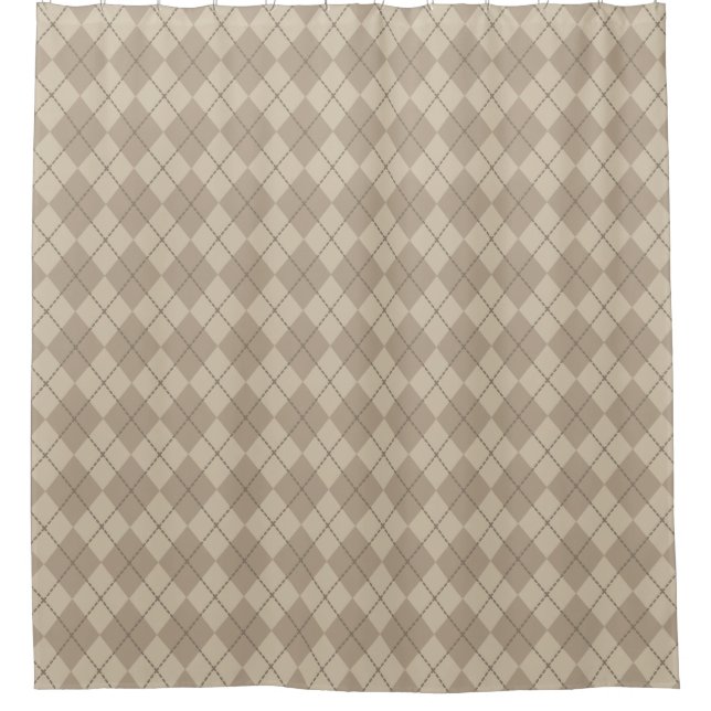 Para Chuveiro Cortina de Chá Rustic Tan Argyle (Frente)
