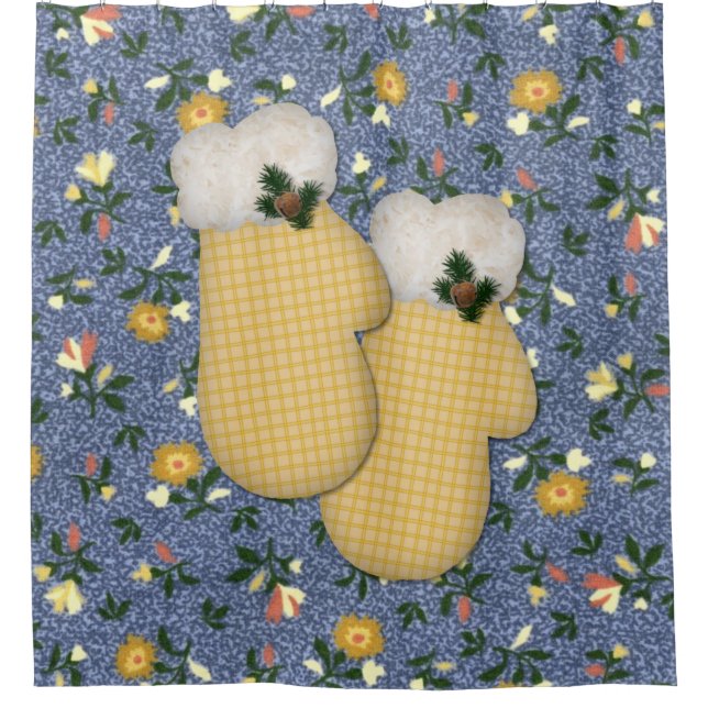 Para Chuveiro Cortina de Natal de Mittens Amarelo (Frente)