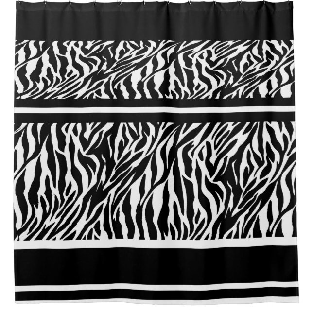 Para Chuveiro Cortina do chá/Zebra Impressão Preta e Branca (Frente)