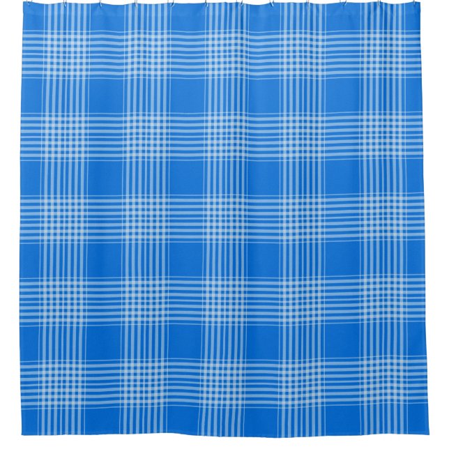 Para Chuveiro Gingham - Cortina Chá Azul e Branco com Verificaçã (Frente)