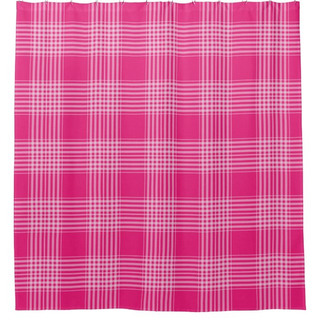 Para Chuveiro Gingham - Cortina de Chá Branca e Rosa com Verific (Frente)