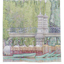 Lápis de Boston Swan Boats e cortina de chá de Tin