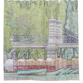 Para Chuveiro Lápis de Boston Swan Boats e cortina de chá de Tin