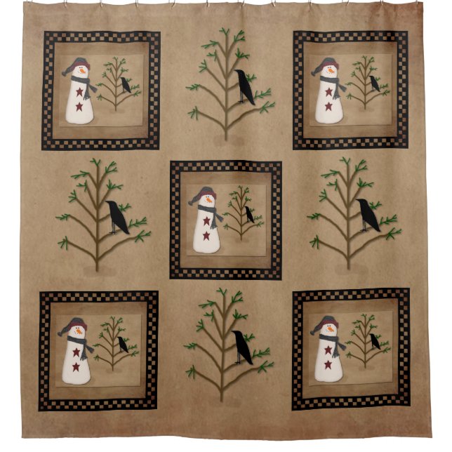 Para Chuveiro Snowman Com Cortina De Chá De Árvore (Frente)