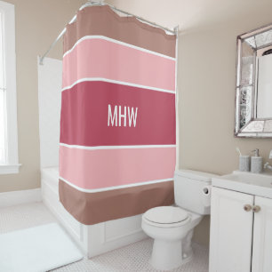 Para Chuveiro Stripes Cortina de chá monograma personalizada pad
