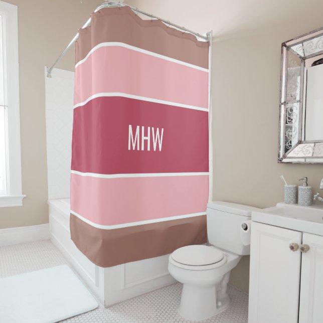 Para Chuveiro Stripes Cortina de chá monograma personalizada pad (In Situ)