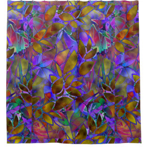 Para Chuveiro Vitral abstrato floral da cortina de chá